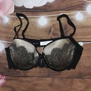 Chantelle 1936 nude black lace contour t-shirt bra 32D